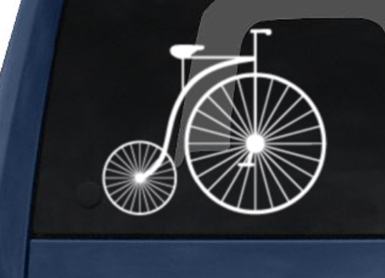 Retro Hipster – Old Style Bicycle Penny Farthing Bike – Car Tablet Vinyl Decal