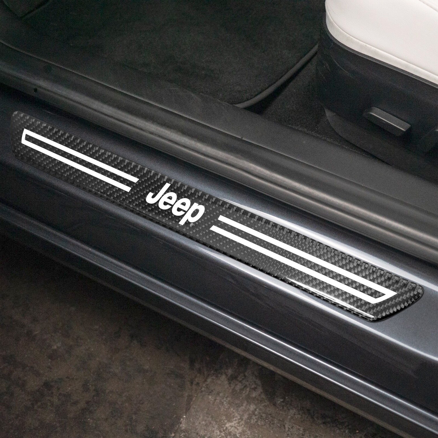 Jeep Real Carbon Fiber 4 Pcs Door Sill Kick Plates