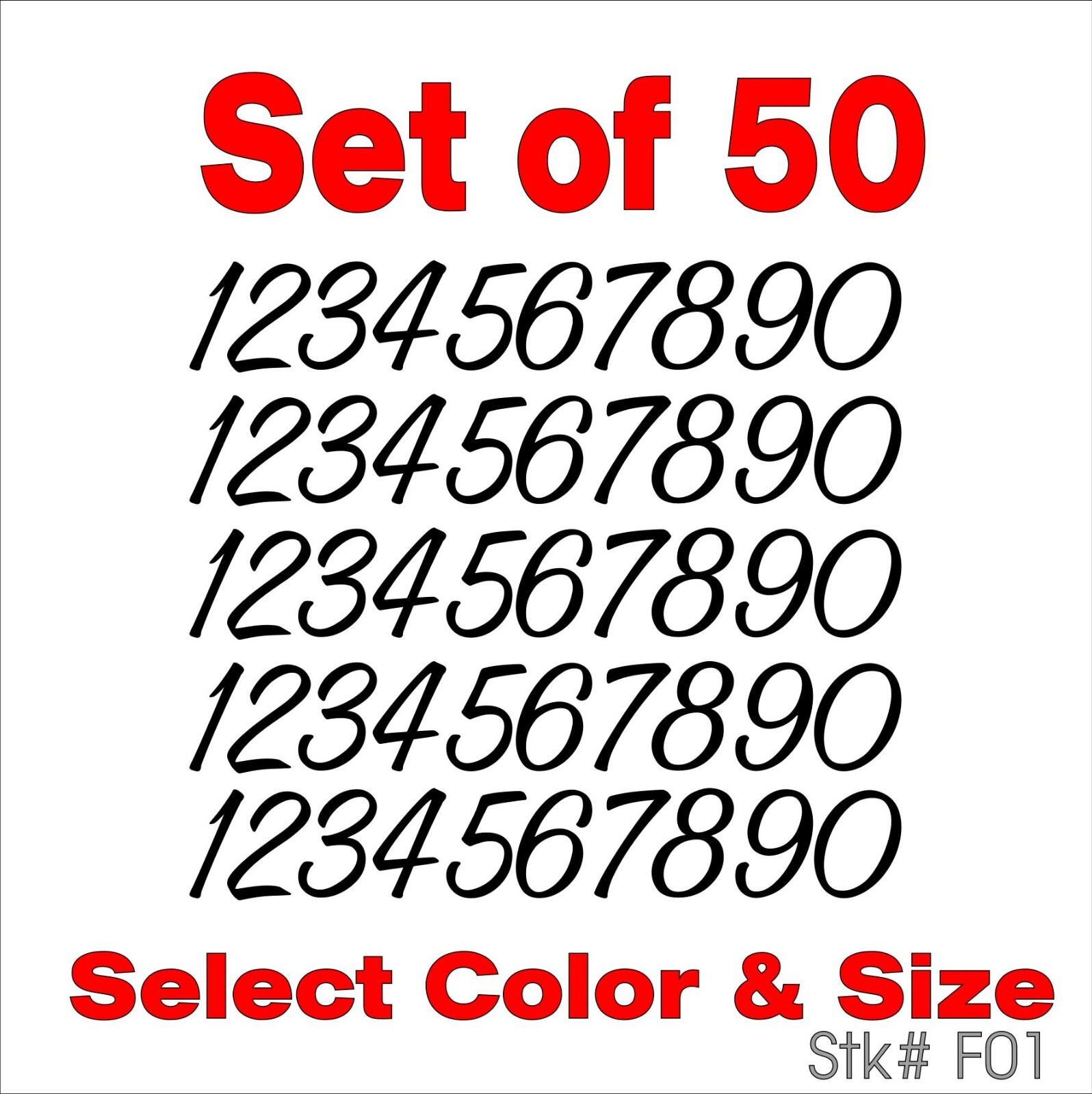 0 9 Numbers Vinyl Sticker Decals Outdoor Quality Many Uses – Set of 50 STK#F01