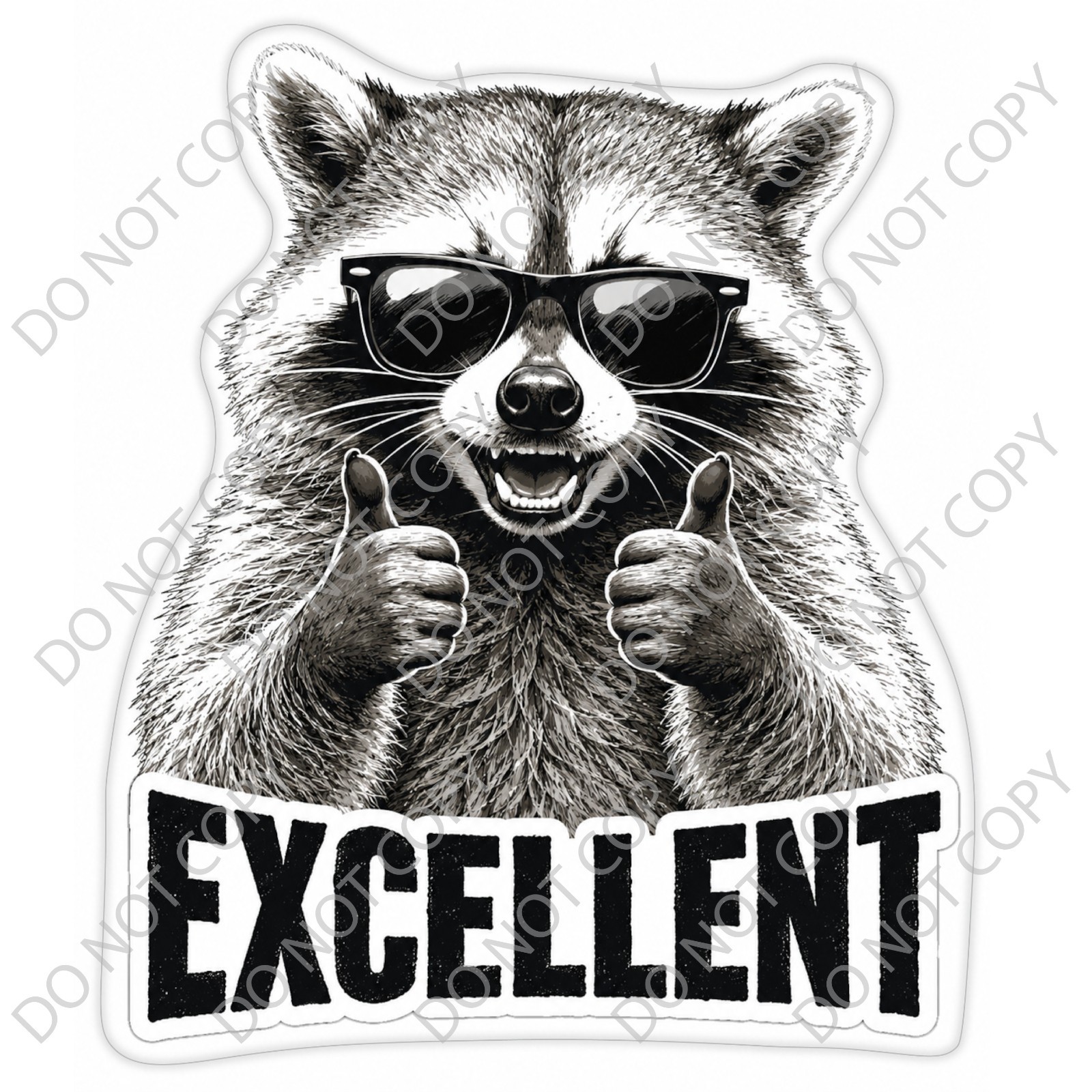 Laminated Vinyl Decal Die Cut Waterproof Sticker – Excellent Raccoon