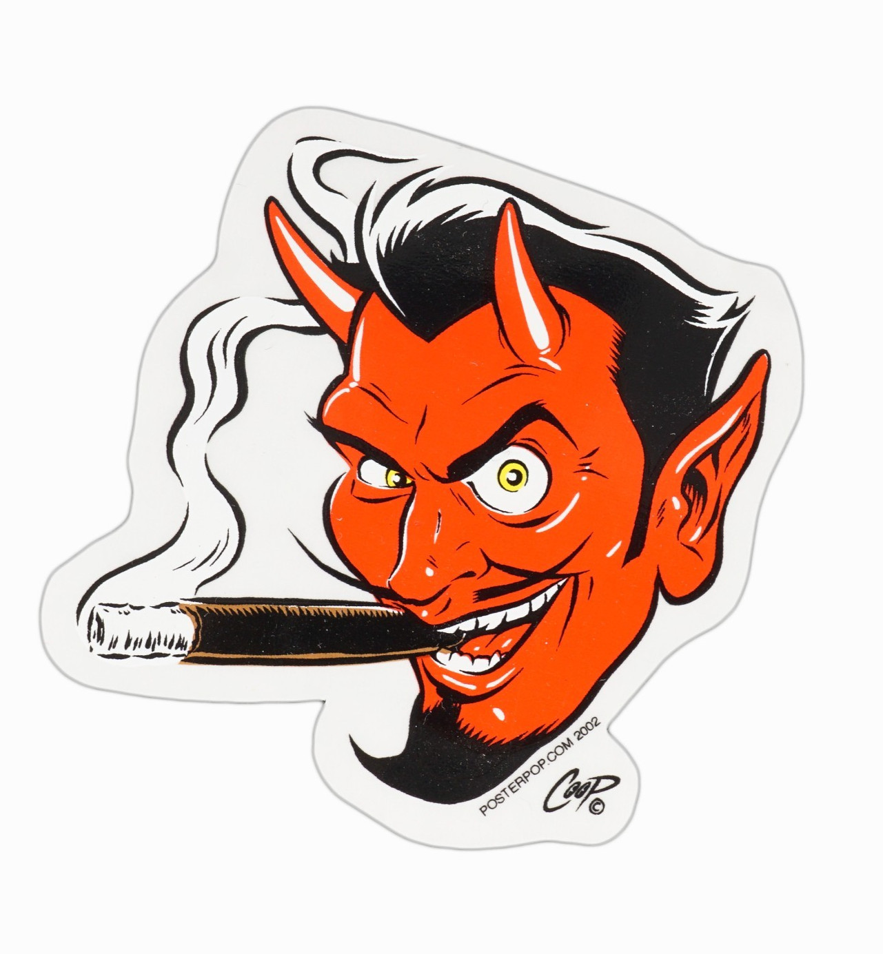 Vintage Poster Pop Culture Art Sticker Print Coop Devil Head Smoking Cigarette