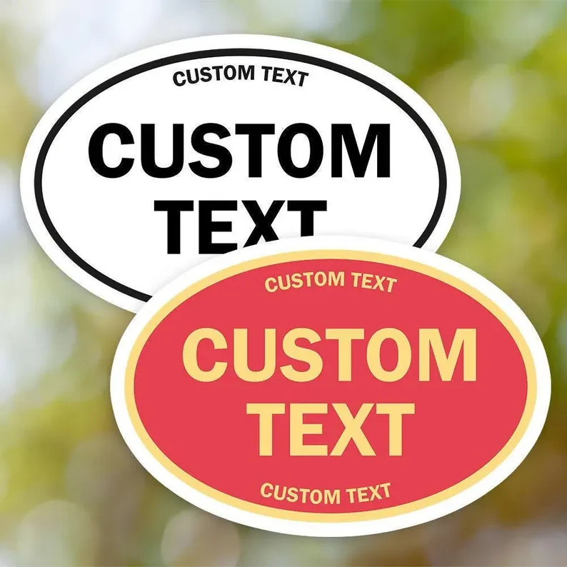 Custom Oval Europe Style Sticker | Personalized Vinyl Decals | Business Logo