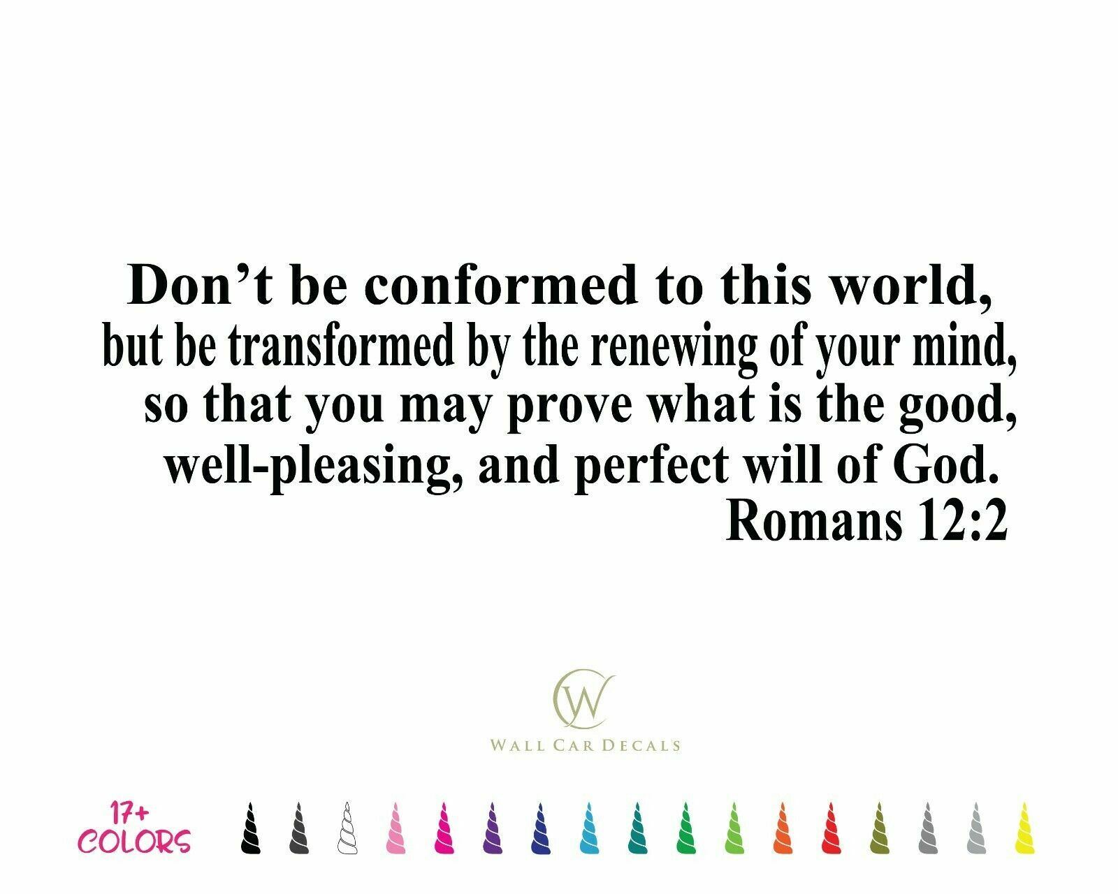 Romans 12:2 World Perfect Will of God Bible Verse Wall Quote Vinyl Decal Sticker