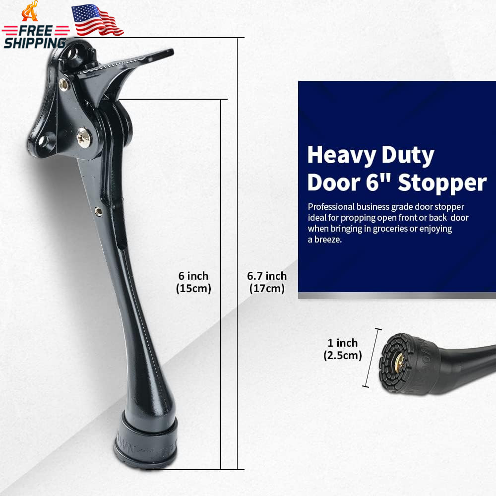 HOME&I Kickdown Door Stopper, 6-Inch Commercial Heavy Duty Door Stop Holder Kick