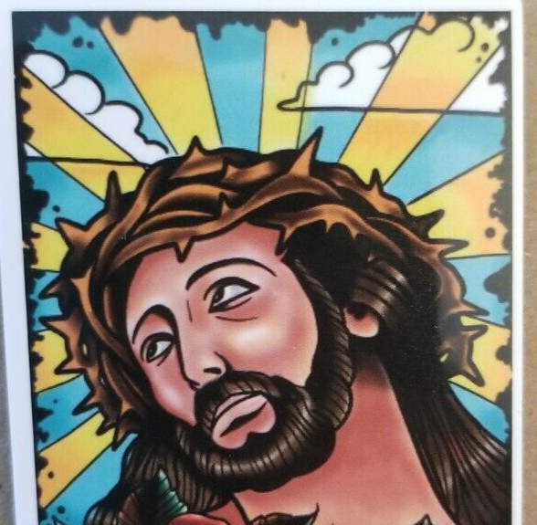 Ecce Homo Fresco Sticker Jesus Catholic Christian Spiritual Religious God Halo