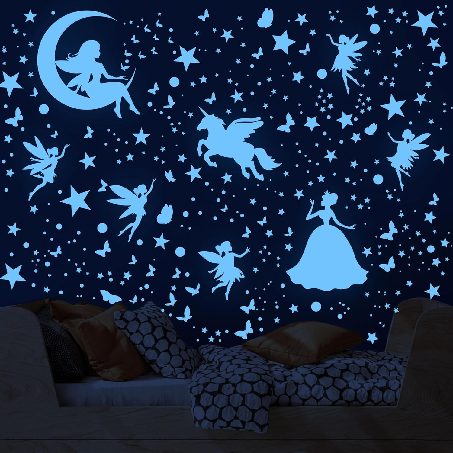 Glow in the Dark Stars Unicorn Wall Decals for Kids Nursery and Bedroom Decor