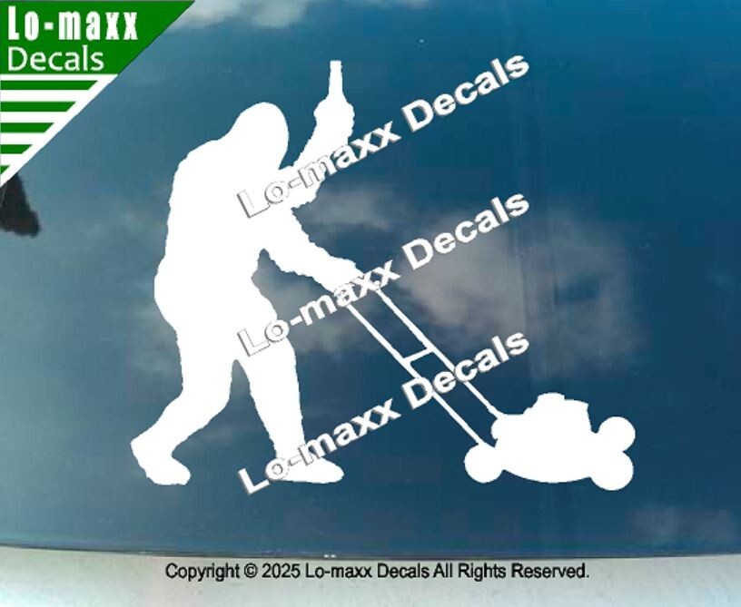 Sasquatch Lawn King: Beer and Blades Lawn Care Edition Die-Cut Vinyl Decal