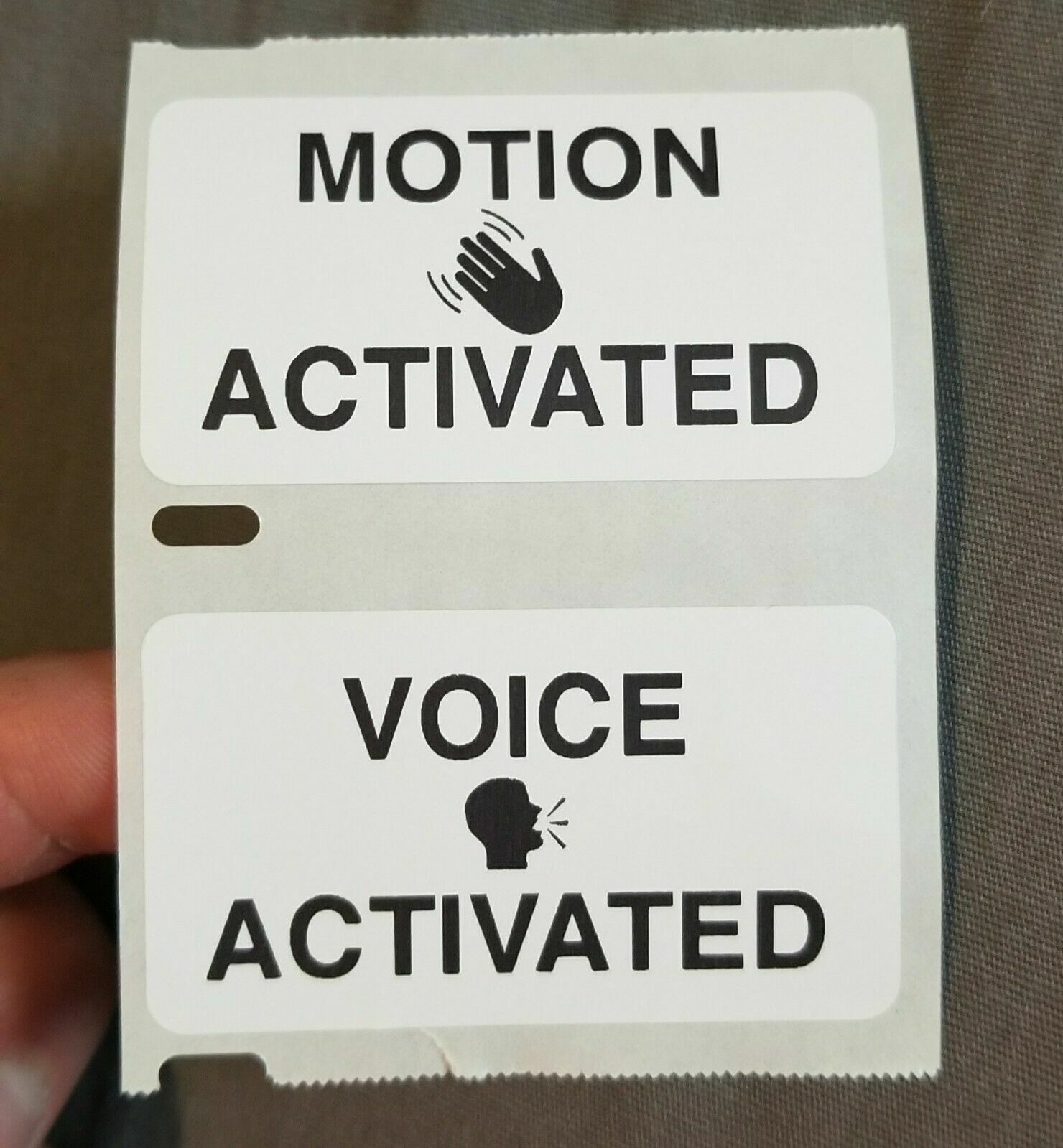 "VOICE / MOTION ACTIVATED" 25-1000 Pack Stickers Gag prank sticker