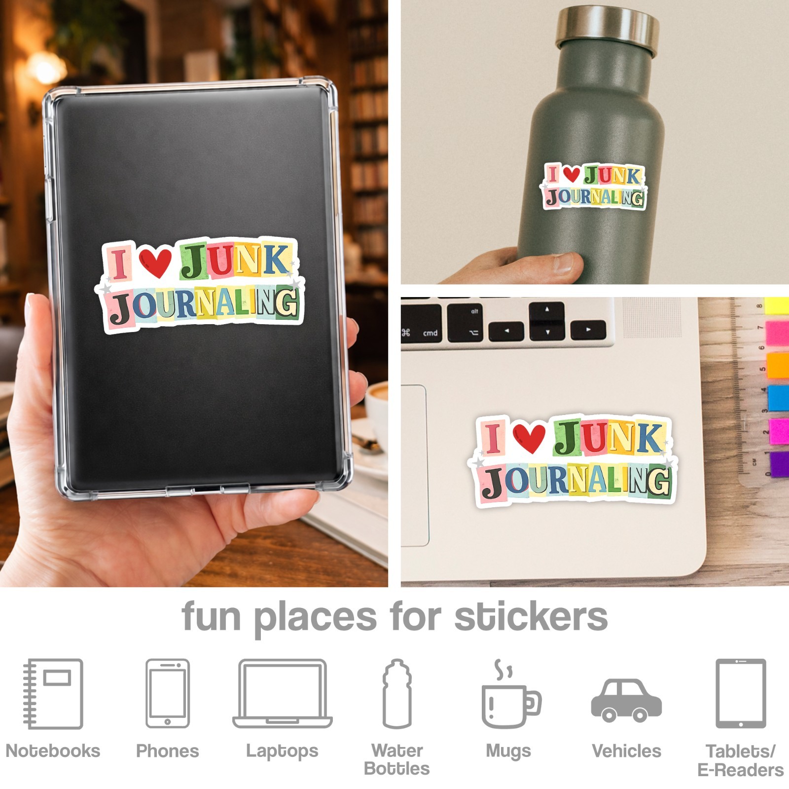 I Love Junk Journaling Sticker Scrapbooking Vison Board Bingo Card Sticker Decal