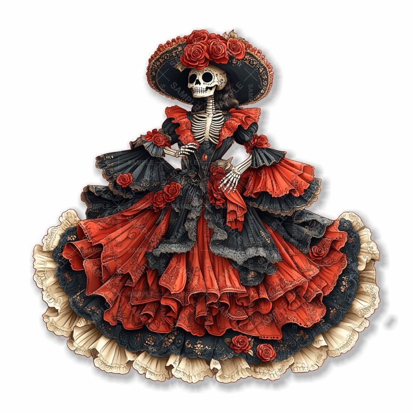 Day of the Dead Catrina, Dia de los Muertos Precision Cut Decal