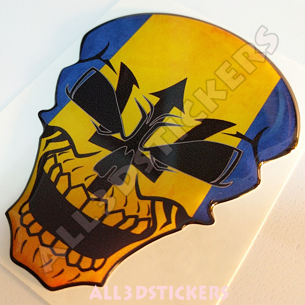 Sticker Flag Barbados Skull Adhesive Decal Resin Domed Car Moto Tablet 3D