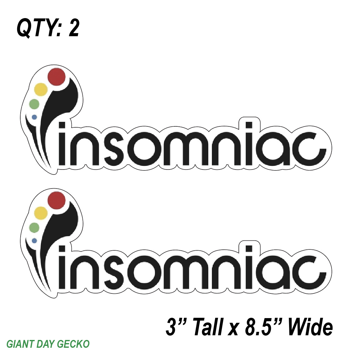 (2) TWO INSOMNIAC Vinyl Decal Sticker For Car Laptop Skateboard NEW EDM MUSIC
