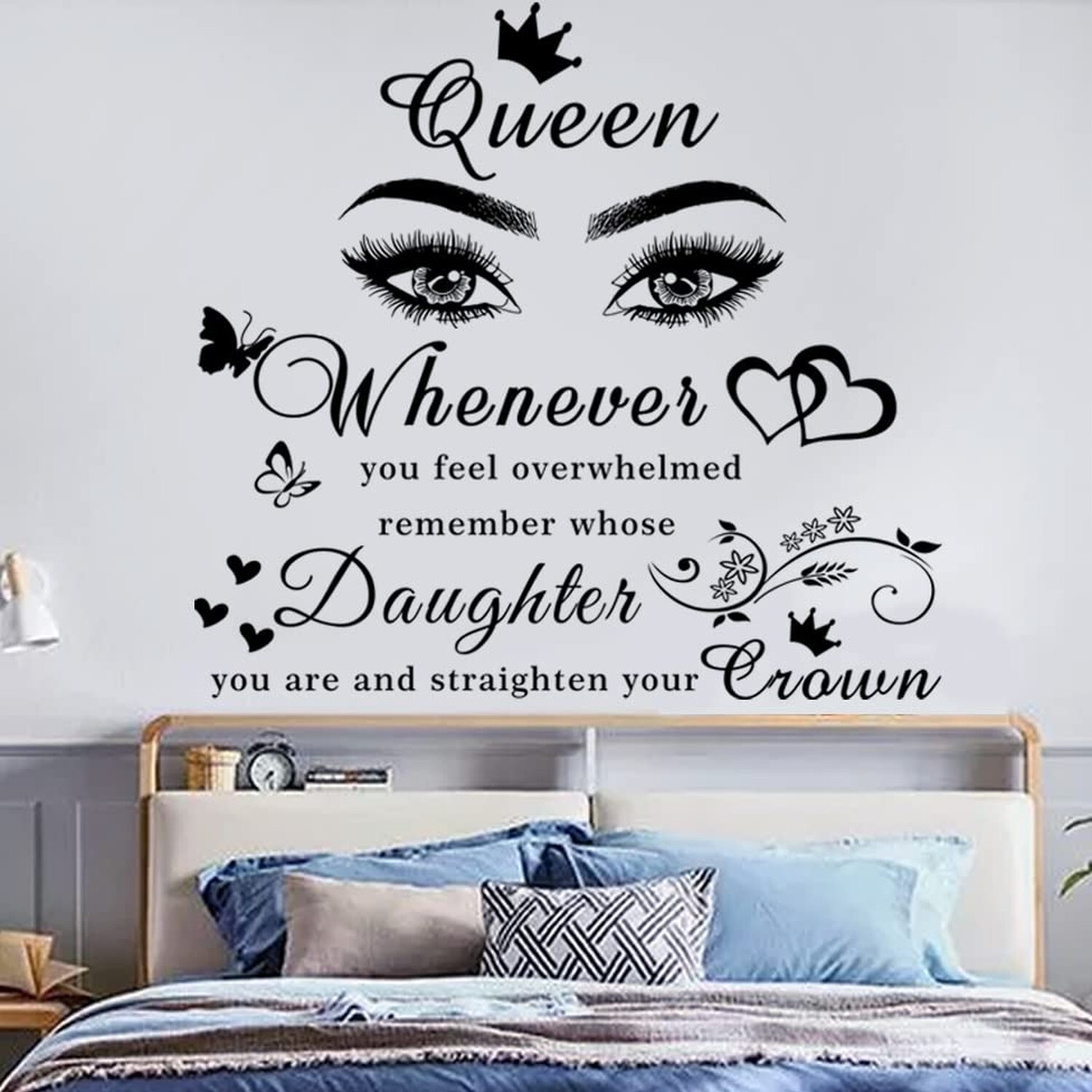 Girls Inspirational Wall Stickers Wall Art Quote Queen Wall Decals Positive M…