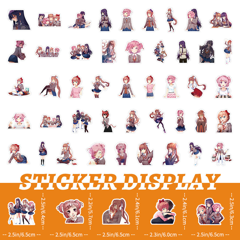 100Pcs Doki Doki Literature Club Game Stickers for Kids Water Bottle Waterproof