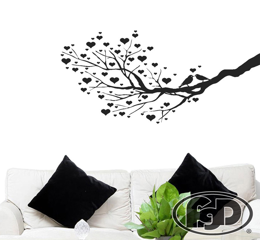 FGD Heart Tree Vinyl Wall Decal / Sticker in Black or White 20" x 42"