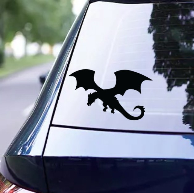 Flying Dragon Fantasy Decal Car Laptop Sticker DND RPG Gamer D20 Mythology Love