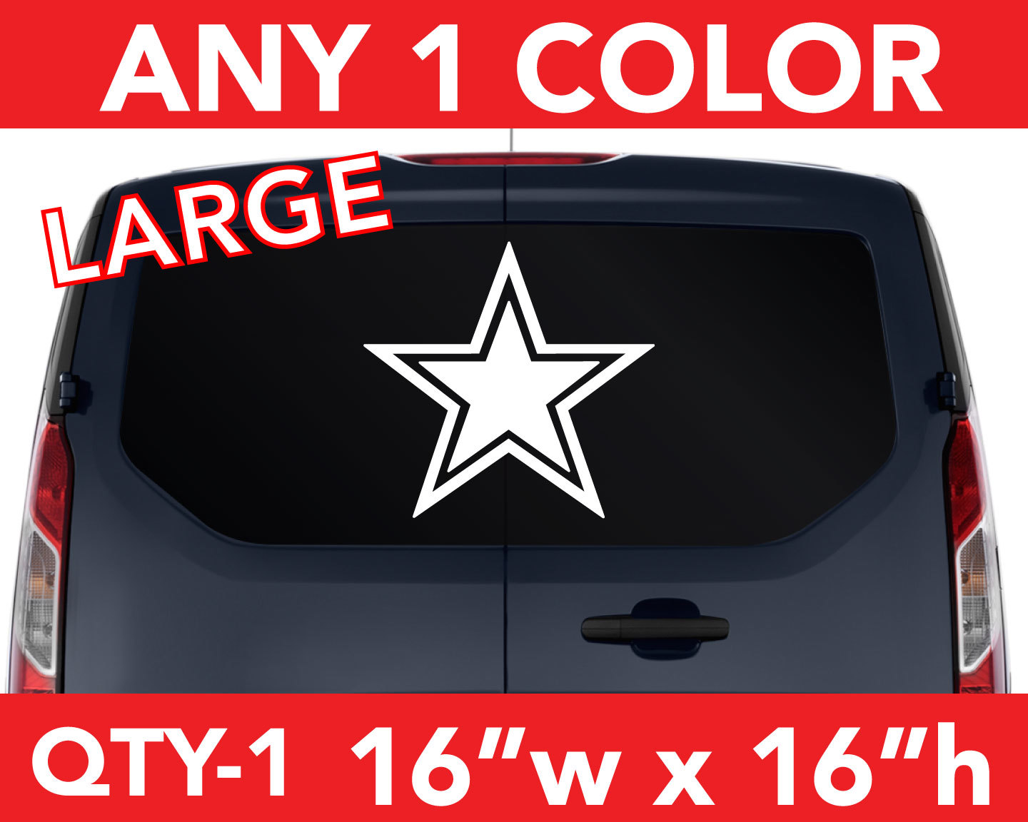 DALLAS COWBOYS "STAR" ONLY WALL AUTO DECAL STICKER 16"w x 16"h ANY 1 COLOR