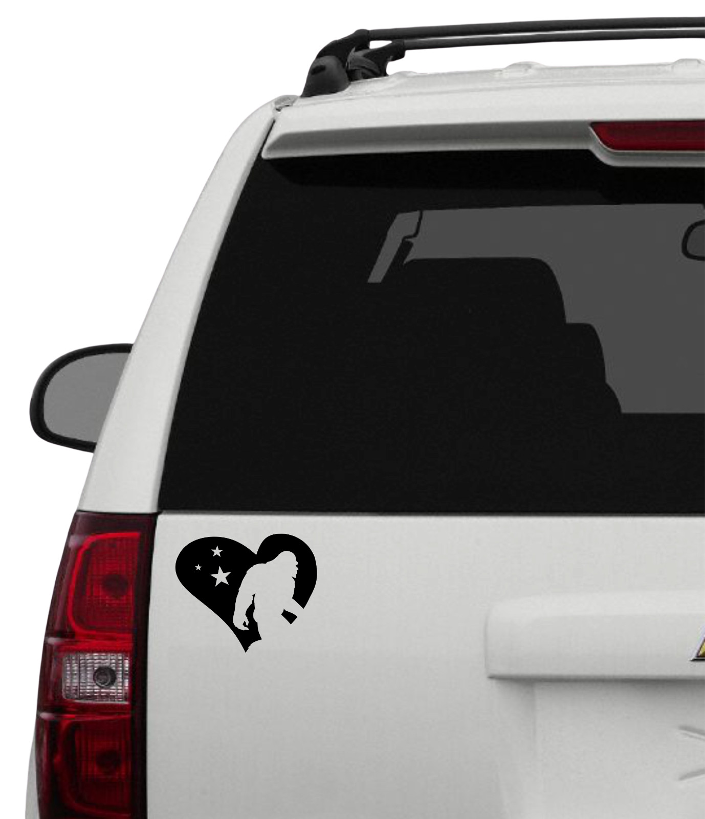 Big Foot Sasquatch Yeti Heart Decal Sticker Car Truck SUV Wall Laptop Tablet