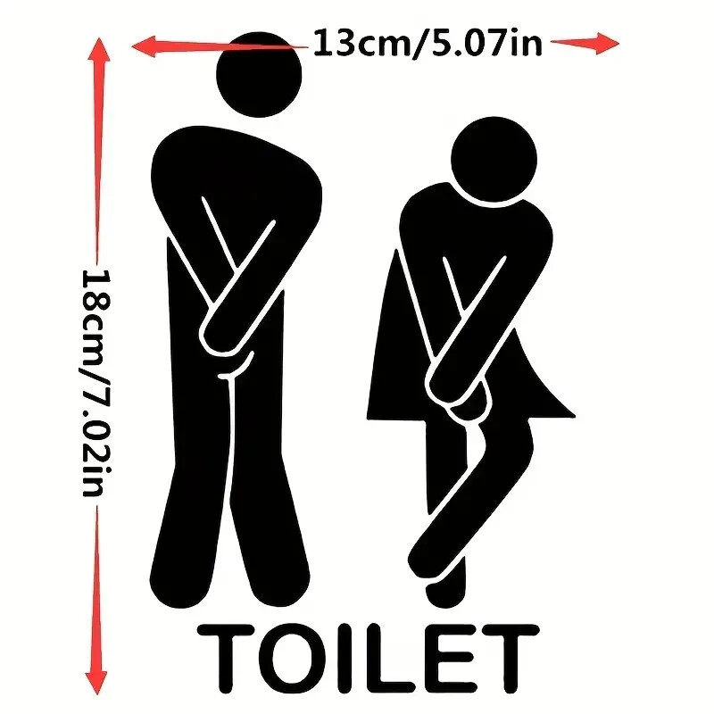 Fun Toilet Entrance Door Wall Vinyl Sticker Sign Notice, Waterproof Weatherproof