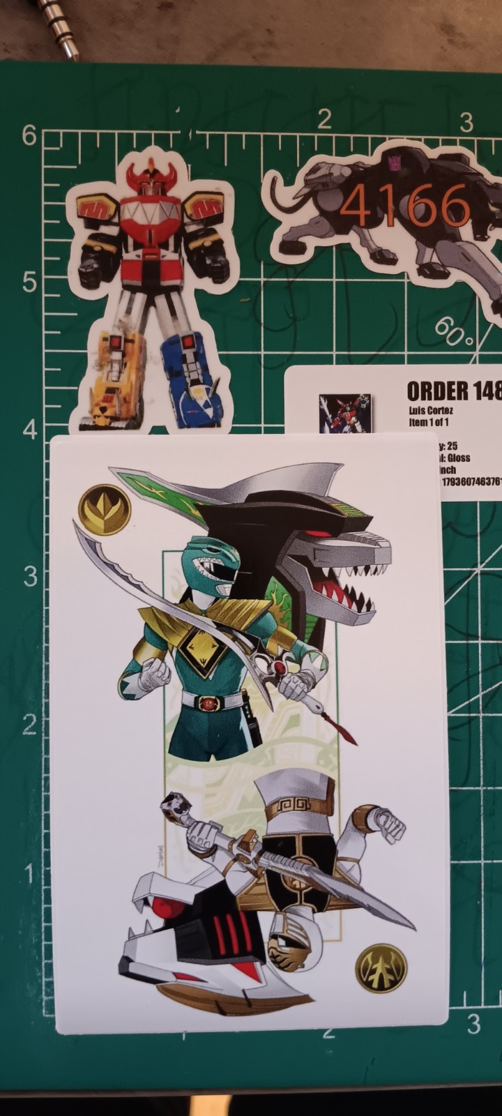 MMPR'S X TOMMY X THE GREEN RANGER X THE WHITE RANGER X 4X3 INCH STICKER X VYNIL