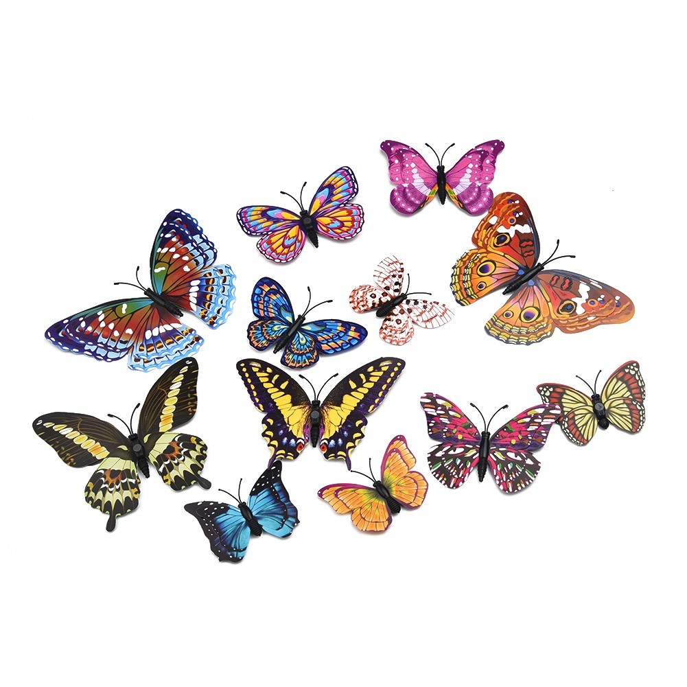 12Pcs – 3D/Luminous Butterfly Wall Stickers Double Layer Decals Home Art/ Decor
