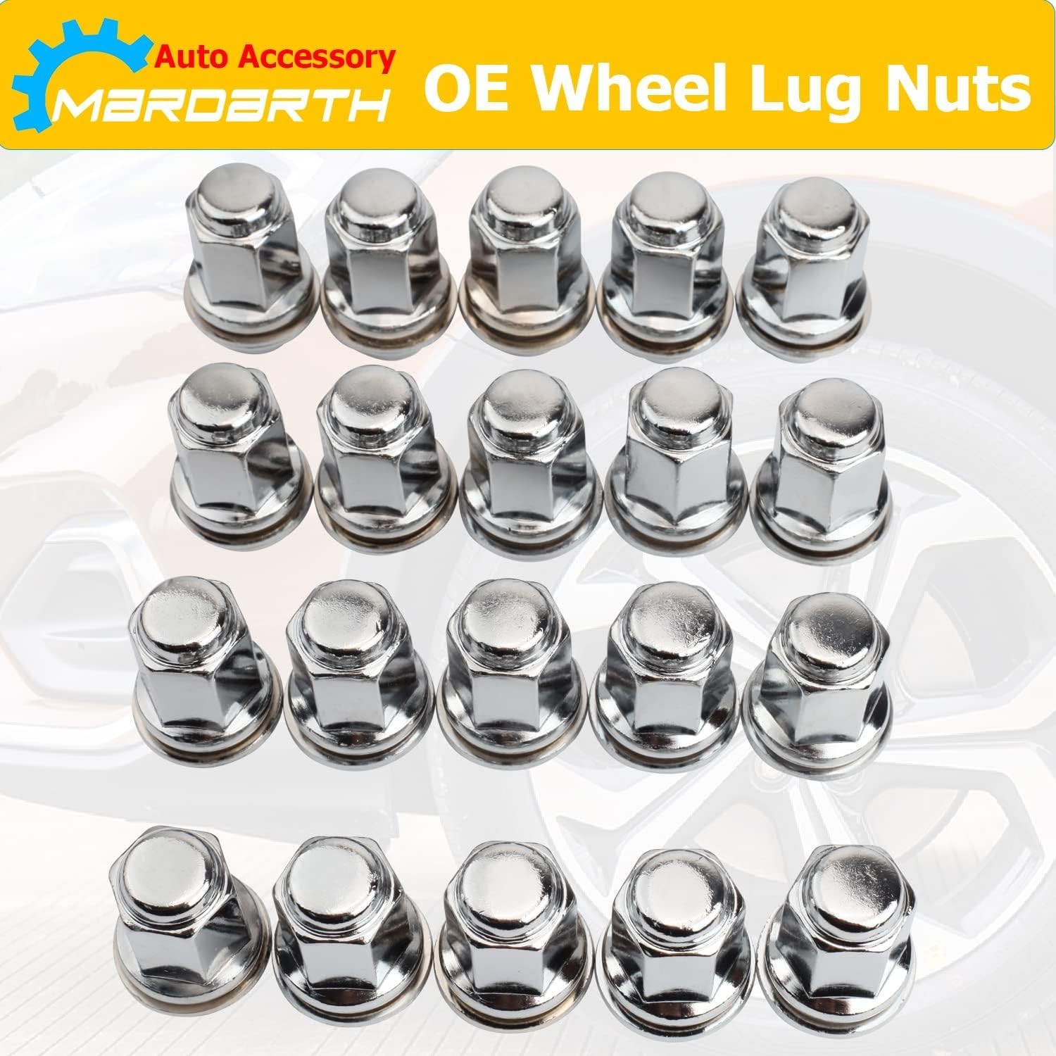 Set of 20, 14X1.5Mm OEM Style Factory 1.80 Inch 7/8 22Mm Hex Mag Washer Lug Nuts