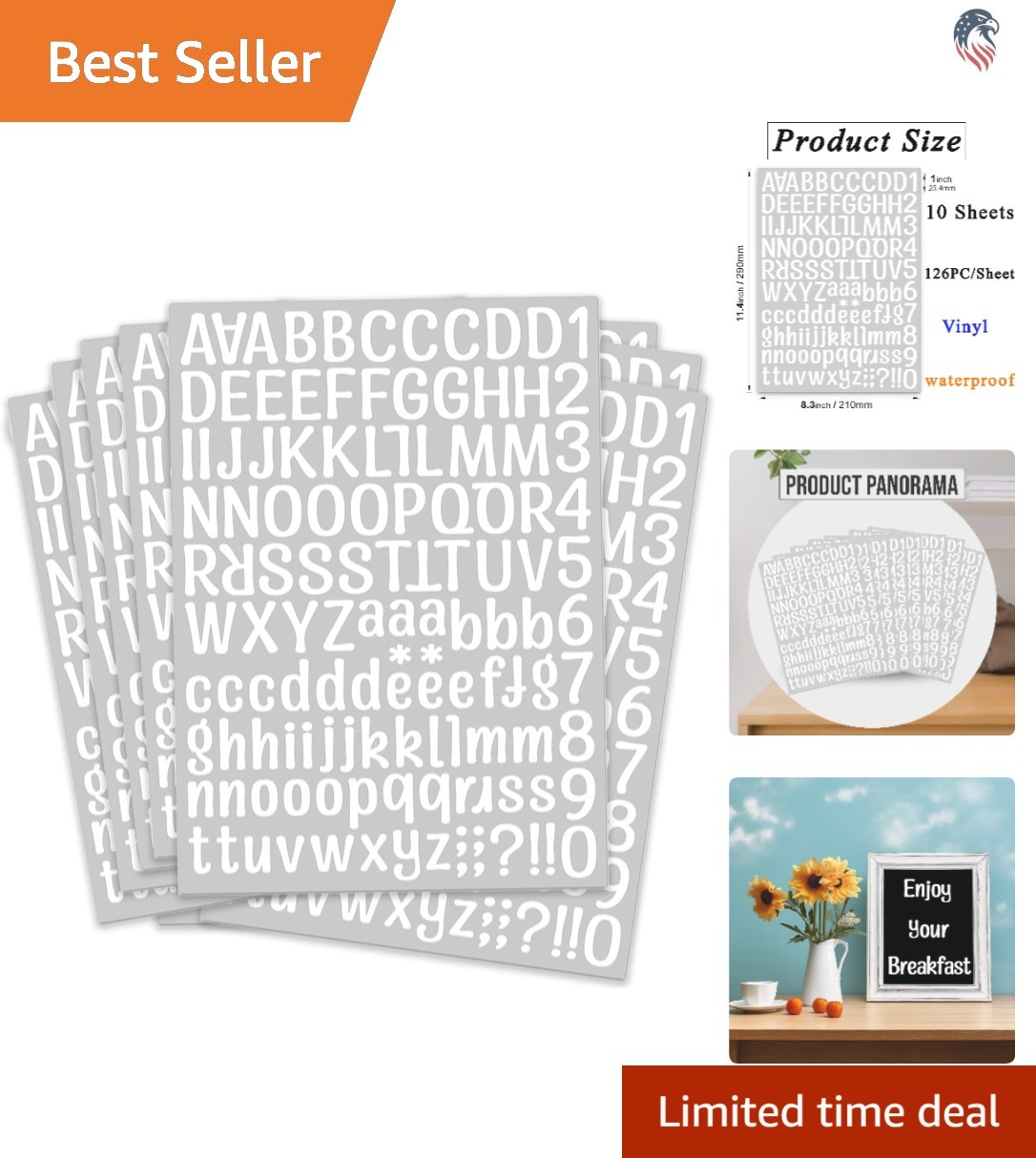 Self Adhesive Vinyl Letters Numbers Kit Compatible with Mailboxes Signs Windo…