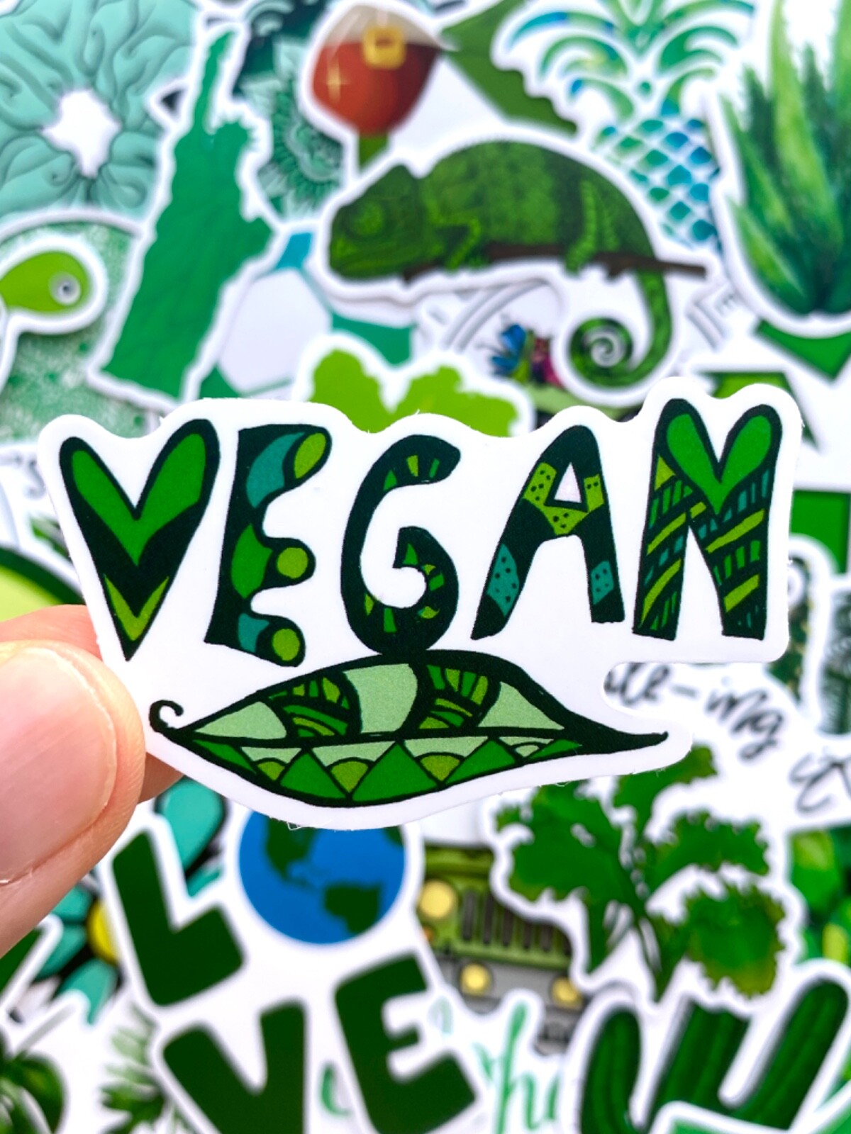 5-50 pcs Green Cute Kawaii Stickers, Succulent Plant Nature Forest Vegan Decals