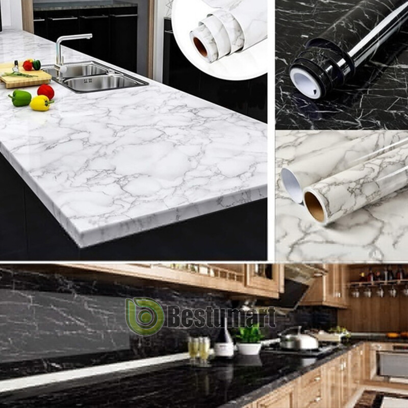 Marble Wall Paper Self Adhesive Peel&Stick Wallpaper PVC Kitchen Countertop 10ft
