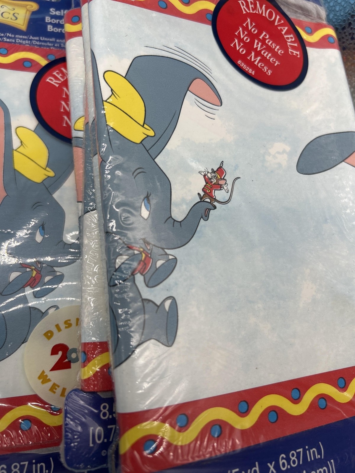 Sunworthy Disney Dumbo Self Stick Wall Border Decal 5yd Vinyl Circus Multicolor