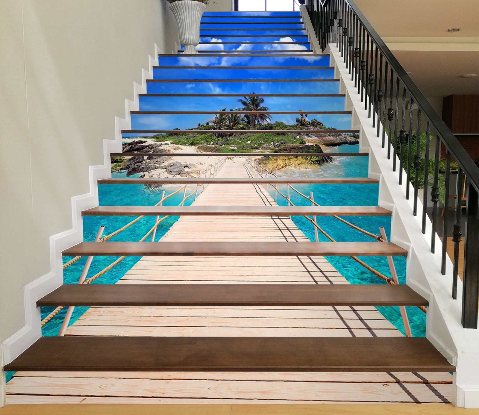 3D Wooden Bridge 425 Stair Risers Decoration Photo Mural Vinyl Decal Wallpaper