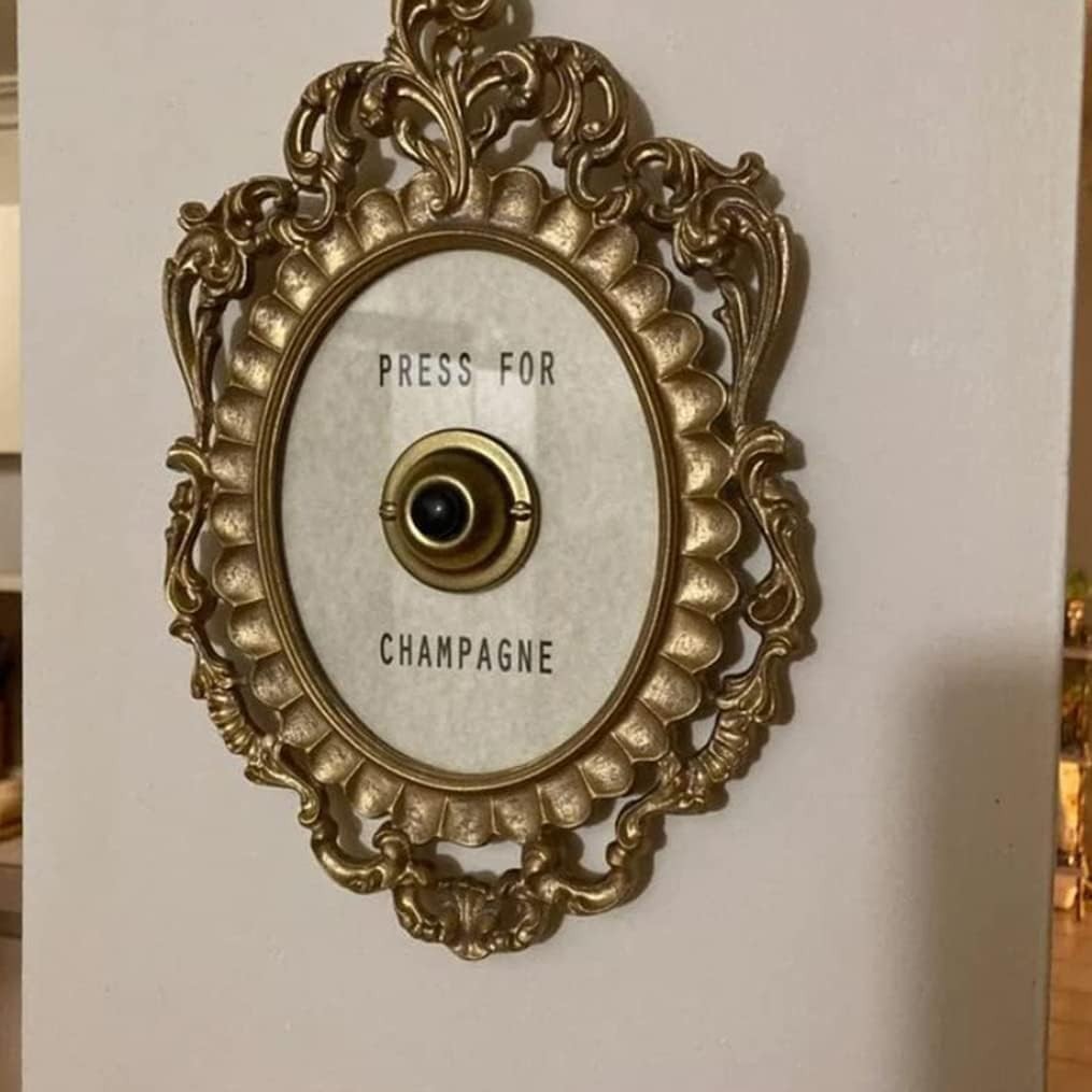 Press for Champagne Vintage Button Doorbell, Wall Plaque Ornament Gift