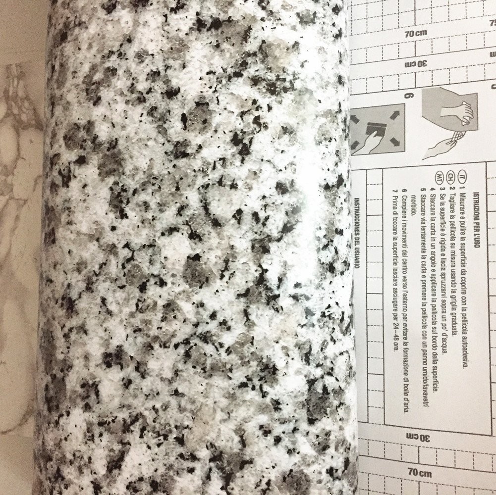 Moyishi Light White Granite Look Marble Gloss 17.7"W x 98"L, Multicoloured