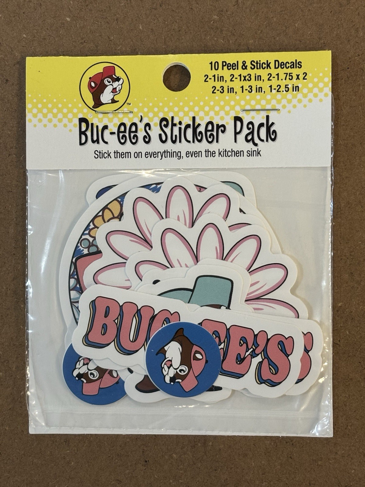 Buc-ee’s Variety Sticker Pack – 10 Bucees Stickers – Different Sizes 6 Designs