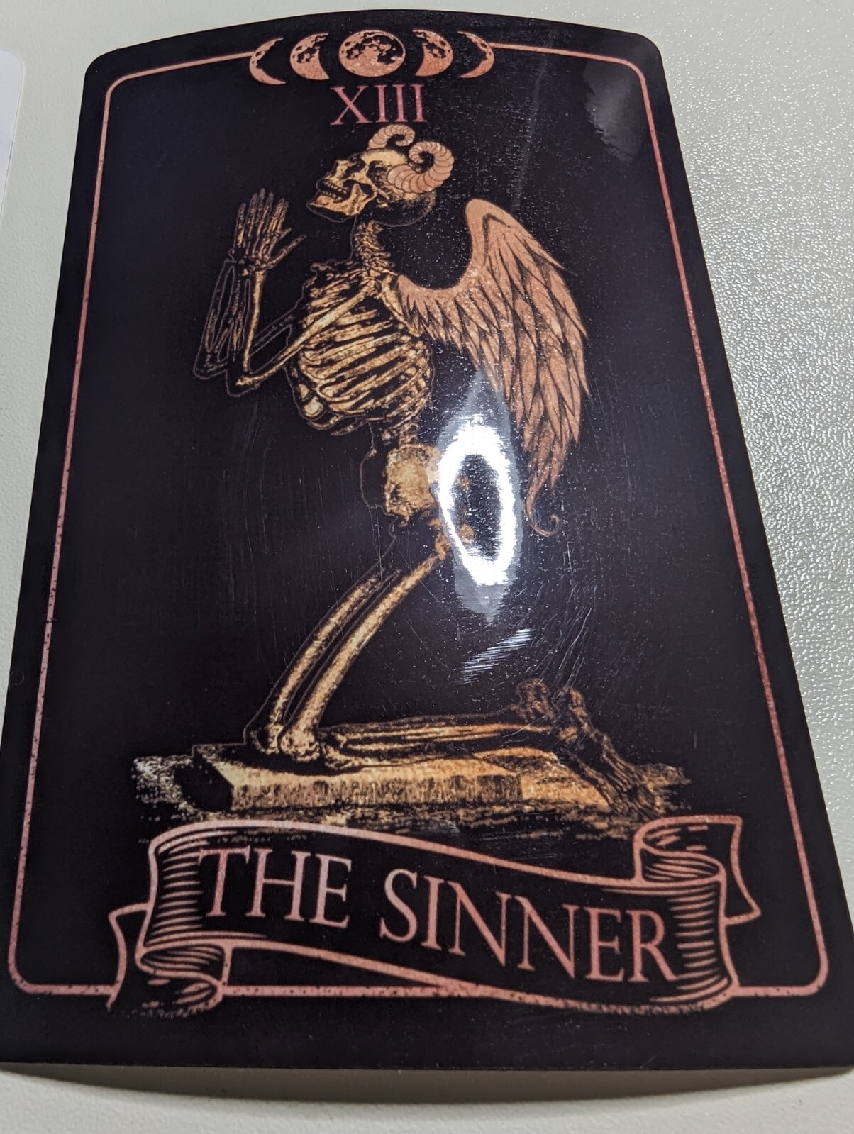 THE SINNER tarot 'card' die-cut printed vinyl sticker black or white