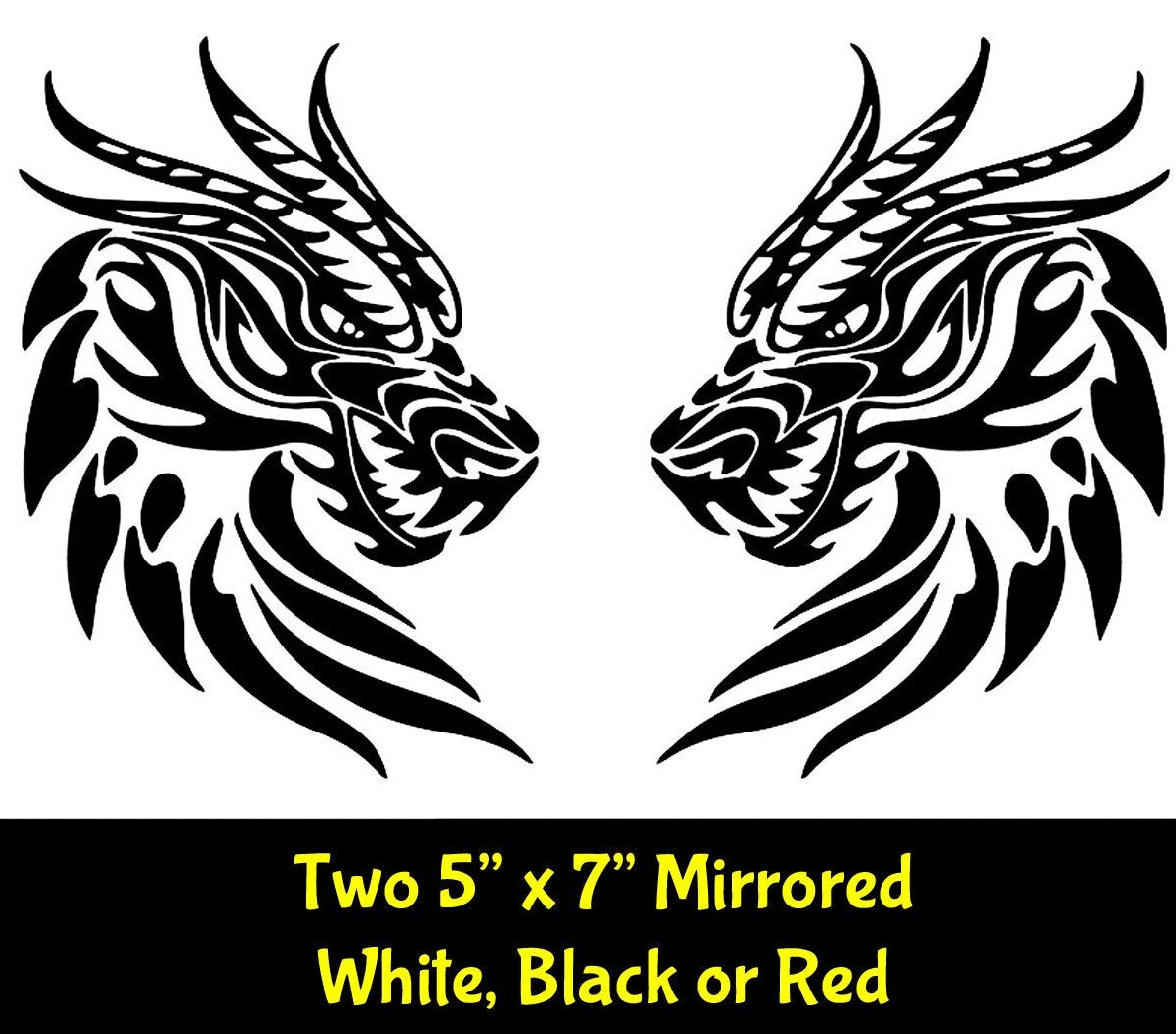 Dragon Pair Mirrored Vinyl Decal Car Truck Window Tumbler Laptop Tablet Notebook