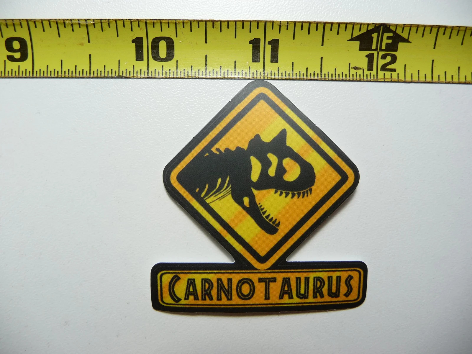CARNOTAURUS CROSSING DINOSAUR SMALL STICKER DECAL FUNNY FOR WALL DOOR