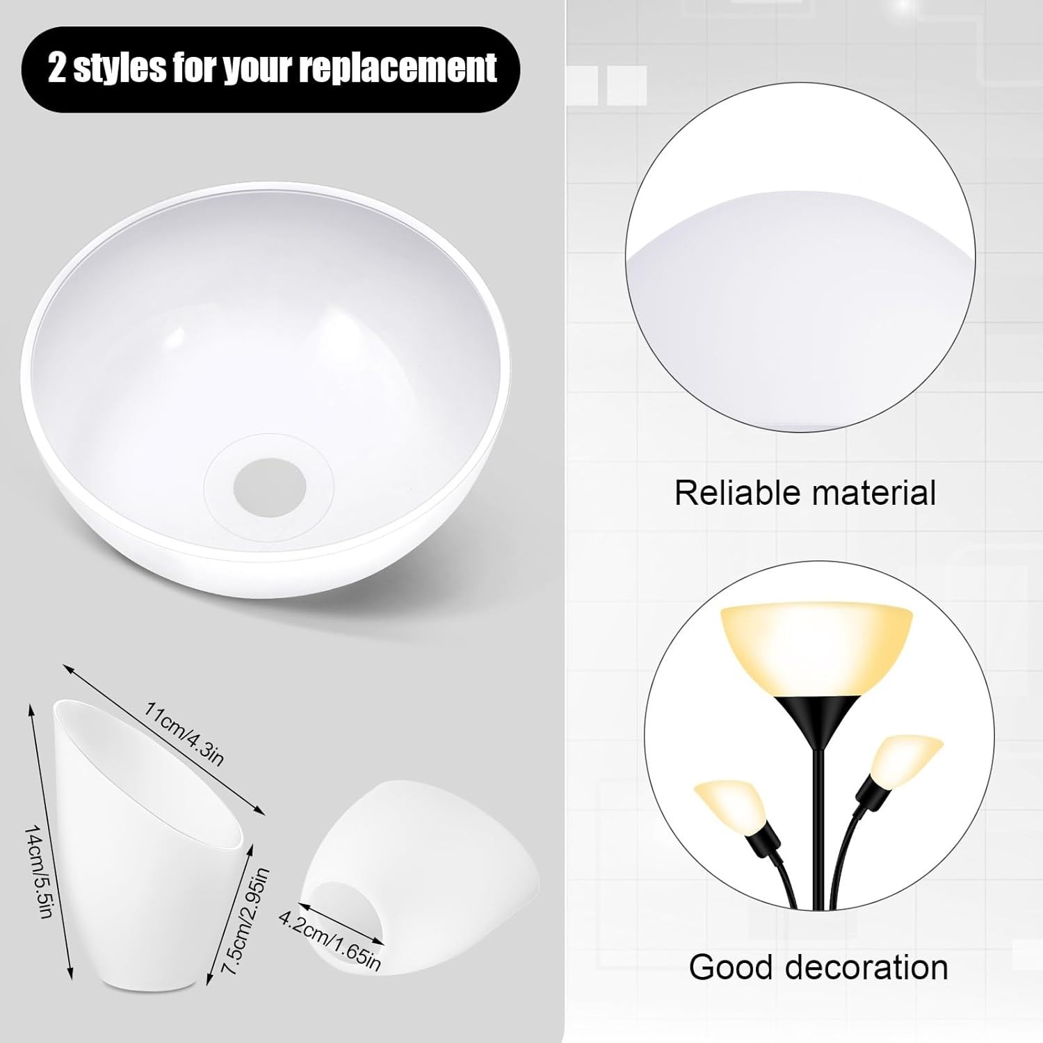 Replacement Lamp Shade 4 Pcs White Replacement Plastic Lampshade 2 Pack 1.65" Fi