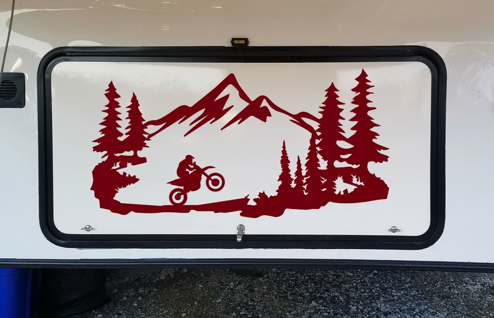Dirt Bike Mountains Scene Vinyl Decal RV Toy Hauler Graphics Motorcycle Offroad