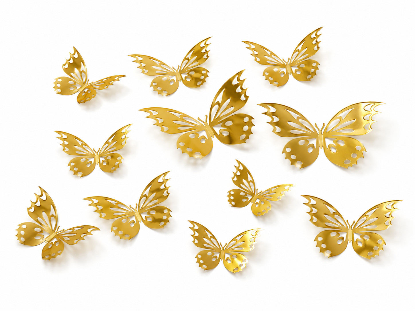 12PCS 3D Gold Butterfly Wall Stickers Metallic DIY Home Room Decor Decals
