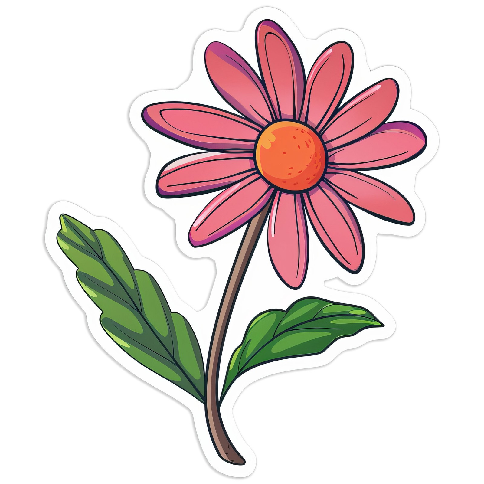 Pink Daisy Flower Bloom – Vinyl Decal Sticker – Car Window Laptop – #1601