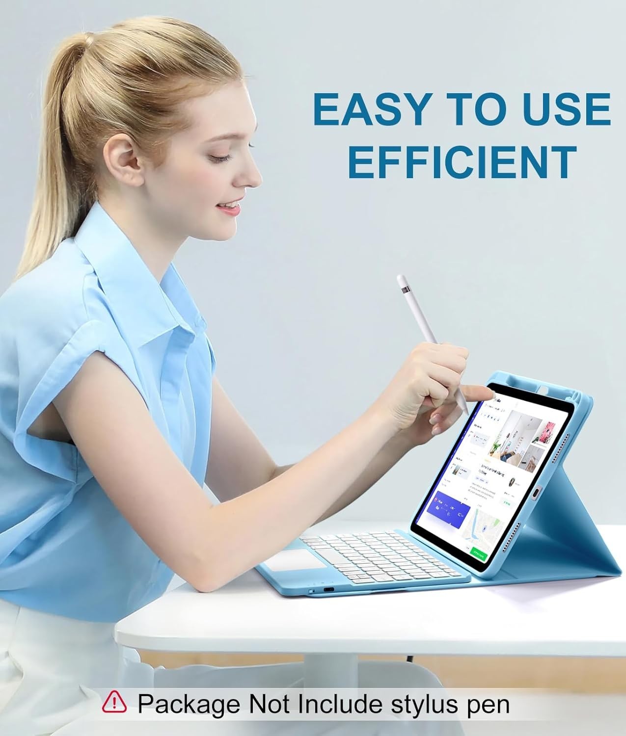 Compatible for iPad 11th 10th Generation Case with Keyboard, Sky-Blue