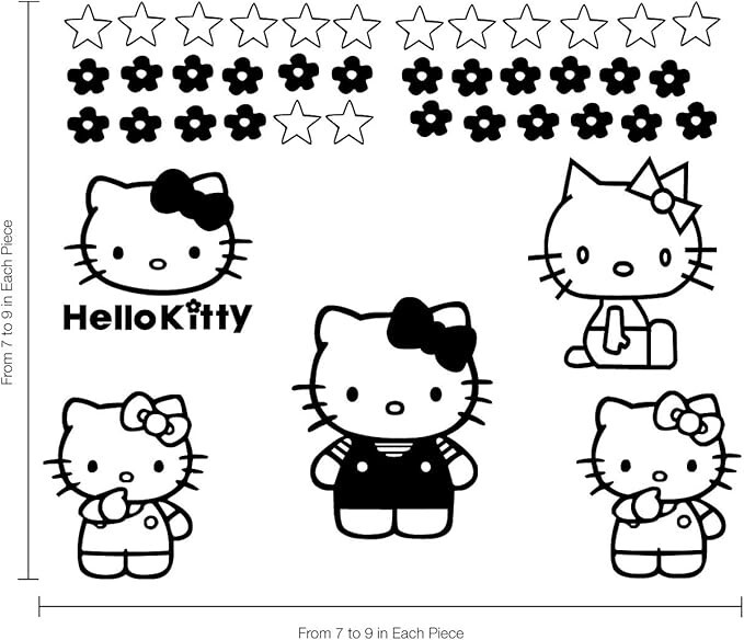Vinyl Art Decal Decor Hello Kitty – from 7" to 9" Each – Cute Trendy Inspiring