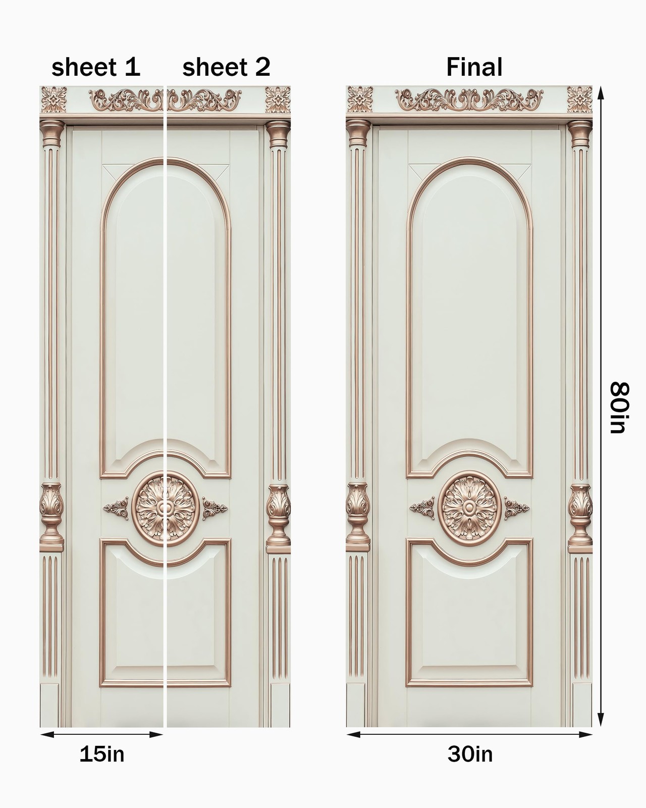 FLFK Door Wallpaper Sticker – Beige Vintage Door,Peel and 30" x 80", Mt5423