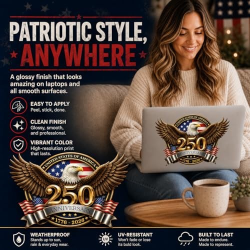 250th Anniversary USA Car Stickers, 2 Pack 8 Inch 250 8-Inch 2-Pack Style-01