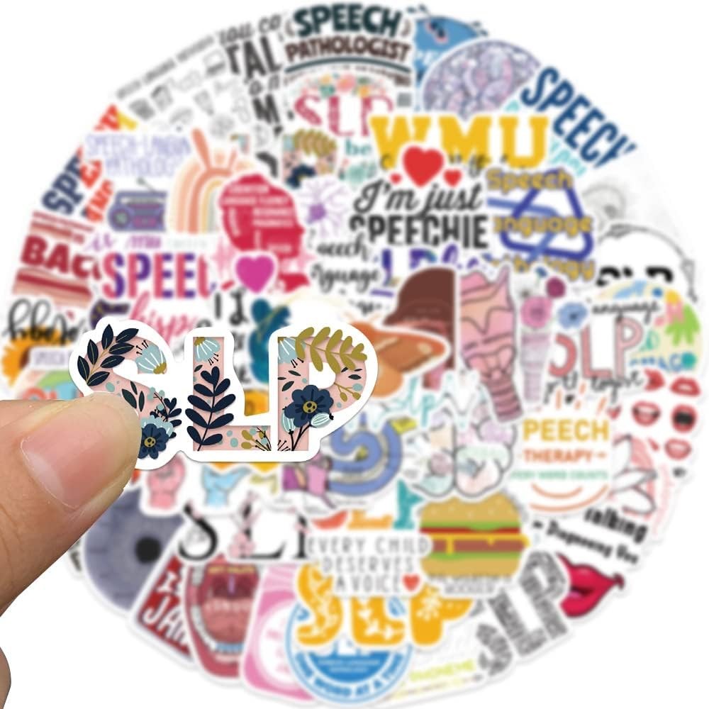 SLP Stickers, Speech Therapy Decals, 56PCS Speech Language Pathologist Stickers
