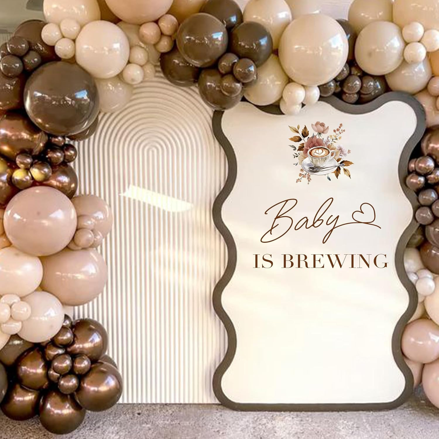 Upfrist Baby Is Brewing Wall Decal – Coffee Floral Themed Gender Reveal Party De