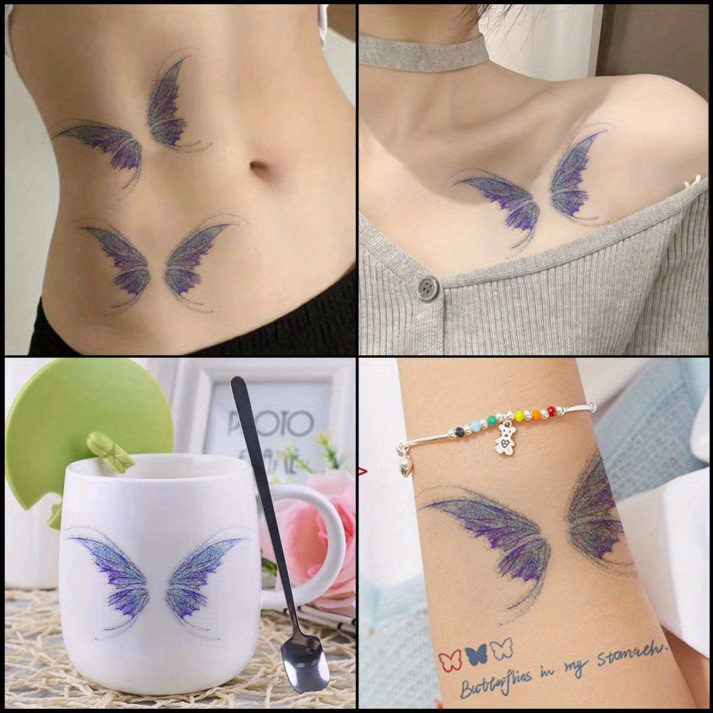 One Butterfly Face Sticker Featuring a Bright Purple And Blue Floral Pattern,1pc