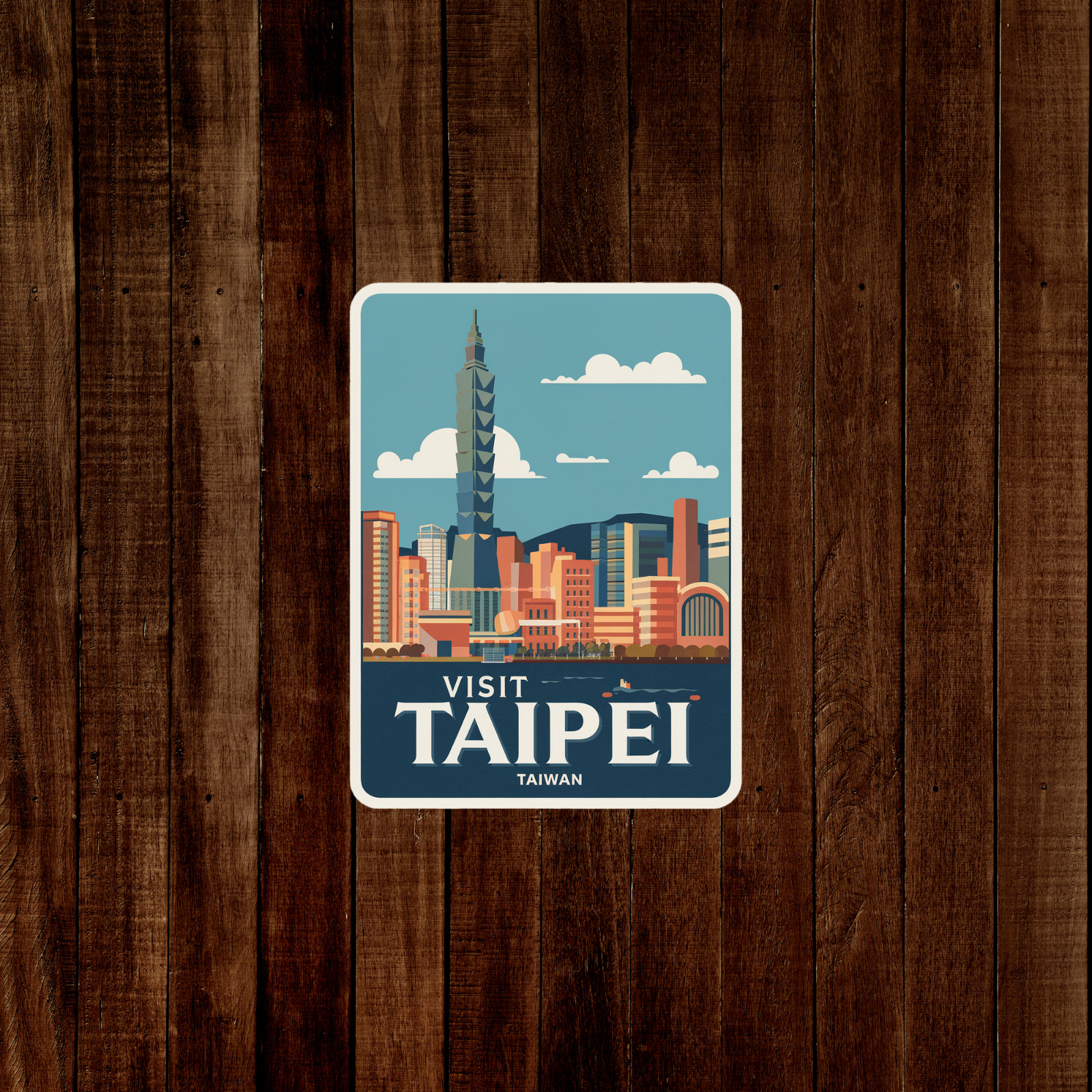 Vintage Taipei Taiwan Travel sticker – Retro Asian Cityscape Art Print Sticker #