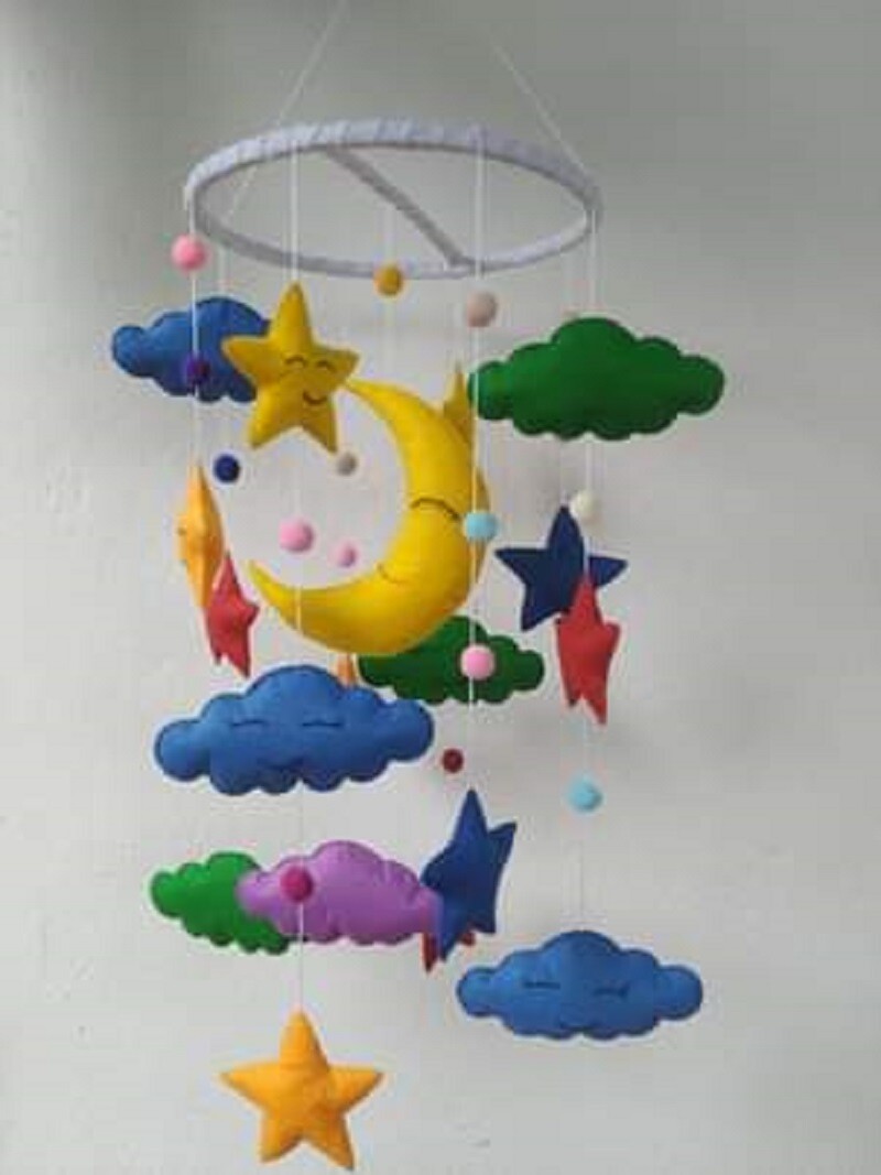 HANDMADE FELT MACRAME BABY COT MOBILE WALL HANGING BABY ROOM Nursery 3D Decorr